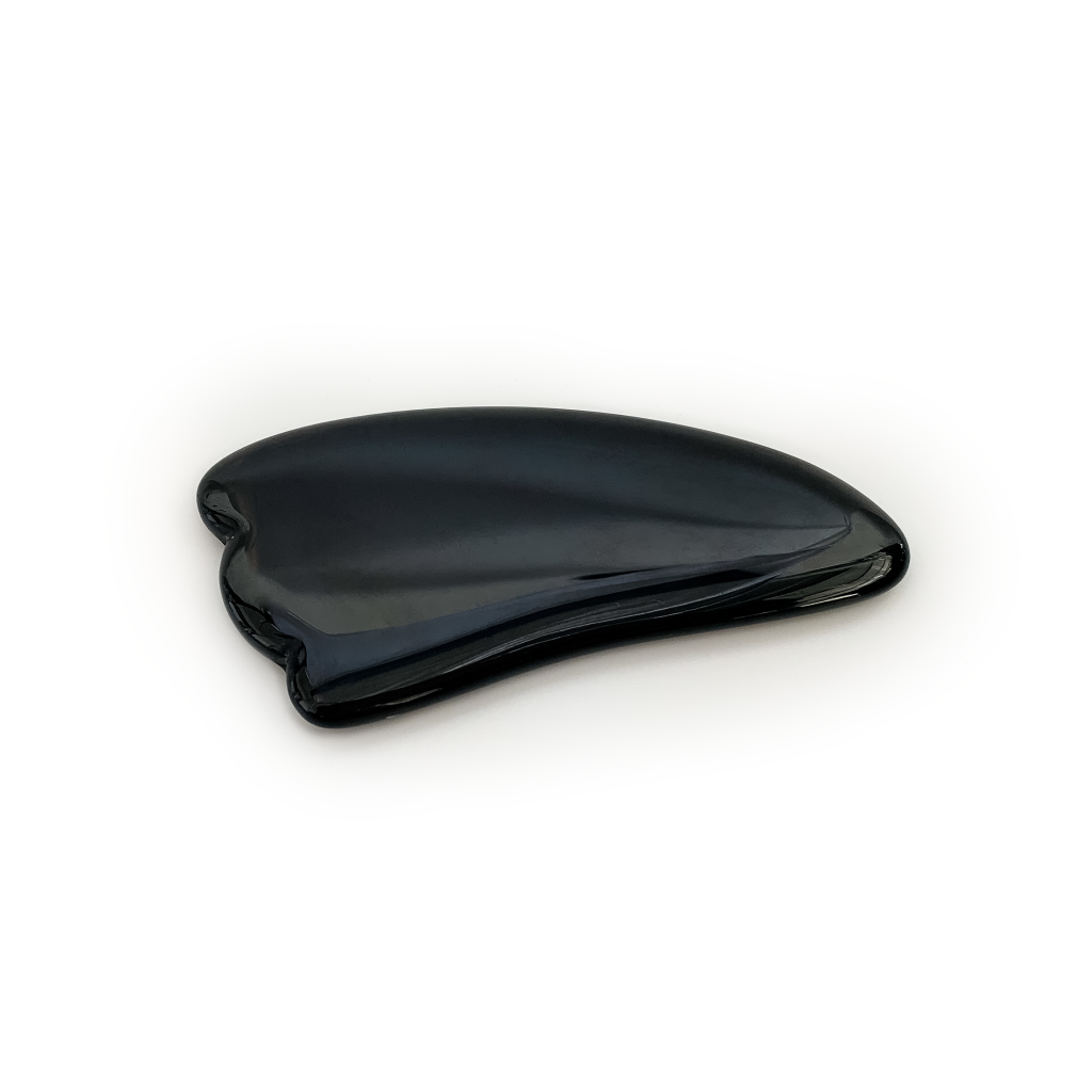 Black Obsidian Gua Sha - Natural Face Lifting Tool - Natural Massage Stone – back - Oasis Black - Organic & All Natural Botanical Skincare Featuring Black Seed Oil, Born in Morocco, Made in Byron Bay