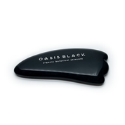 Black Obsidian Gua Sha - Natural Face Lifting Tool - Natural Massage Stone – front - Oasis Black - Organic & All Natural Botanical Skincare Featuring Black Seed Oil, Born in Morocco, Made in Byron Bay