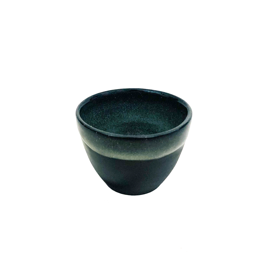 Cosmic Treatment Bowl - Hand Made Black Clay Bowl - Non Metallic Ceramic Mud Mask Mixing Bowl - side view - Oasis Black - Organic Botanical Skincare Featuring Black Seed Oil, Born in Morocco, Made in Byron Bay