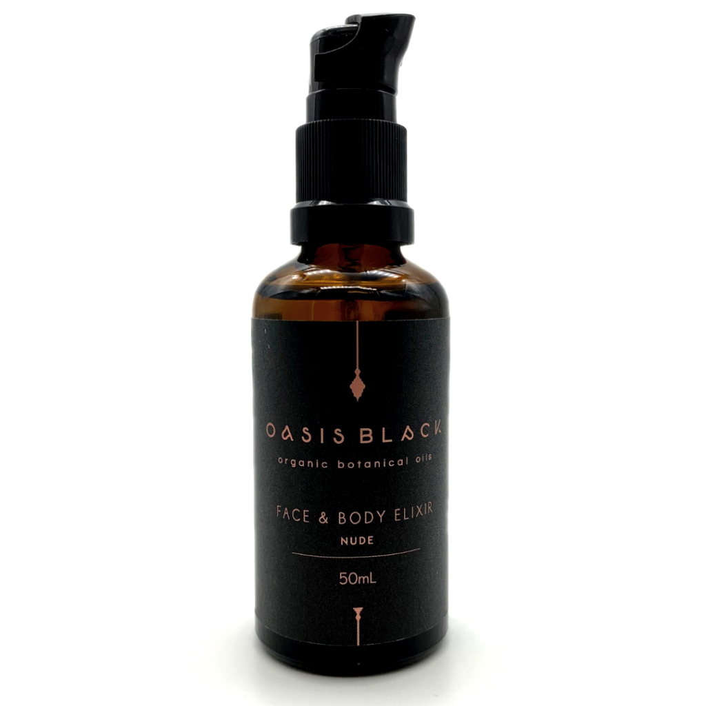 Organic & All Natural Face & Body Oil Featuring Black Seed Oil – Nude Multi-Purpose Oil – 50ml - For Extra Sensitive Skin, Non Greasy, Fast Absorbing, Vegan Friendly, Waterless, Belly Oil, Good for Stretch Marks and Pregnant Women, Unisex - Oasis Black – Organic Botanical Skincare Born in Morocco, Made in Byron Bay