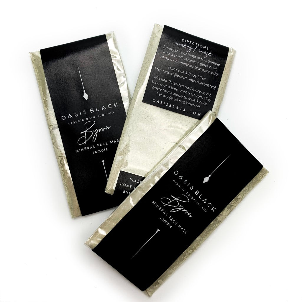 Organic & All Natural Powdered Mud Masks featuring Black Seeds – Byron Mineral Clay Face Mask – 3 x Sample Sizes - Zero Waste, Plastic Free, Home Compostable Packaging, Vegan Friendly, Waterless Skincare, Unisex, Travel Friendly - Oasis Black – Organic Botanical Skincare Born in Morocco, Made in Byron Bay - Oily & Acne Skincare BRONZE WINNER Clean + Conscious Awards 2021
